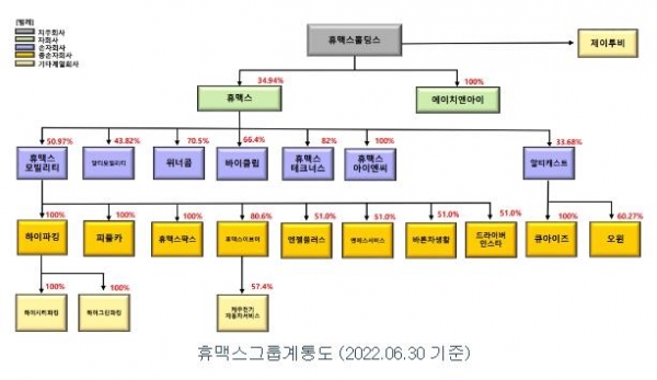 휴맥스 그룹 지분구조도.